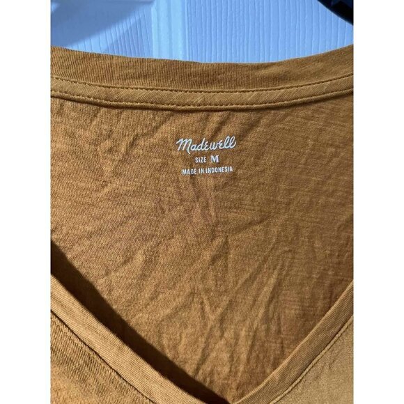 Madewell Size Medium Cropped V Neck Pocket Tee Retail Brown  Cotton - Picture 5 of 8